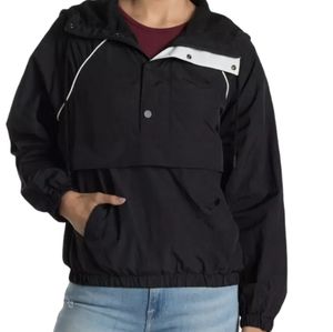 Frame Women's Sporty Anorak Jacket hoodie Oversized Windbreaker Black Size Small